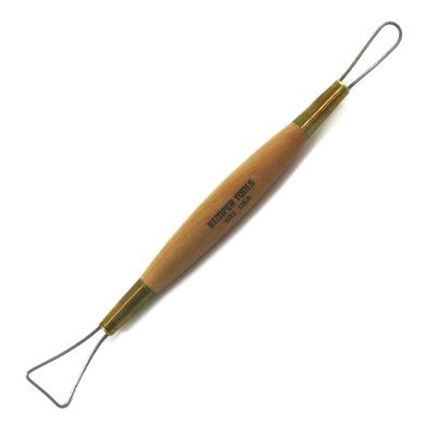 Kemper 8" wire tool with two unique .055" wires for cutting and slicing soft to leather-hard clay. Brass ferules, hardwood handle. Amaranth Stoneware Canada.