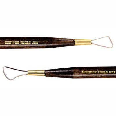 Kemper LT5 Loop Tool with angled 3/4" head for controlled clay removal. Stainless steel cutting edge, hardwood handle. Amaranth Stoneware Canada.
