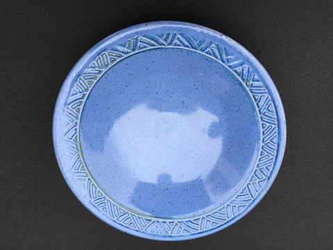Blue Cornflower glaze, powdery blue with a durable finish. Amaranth Stoneware Canada