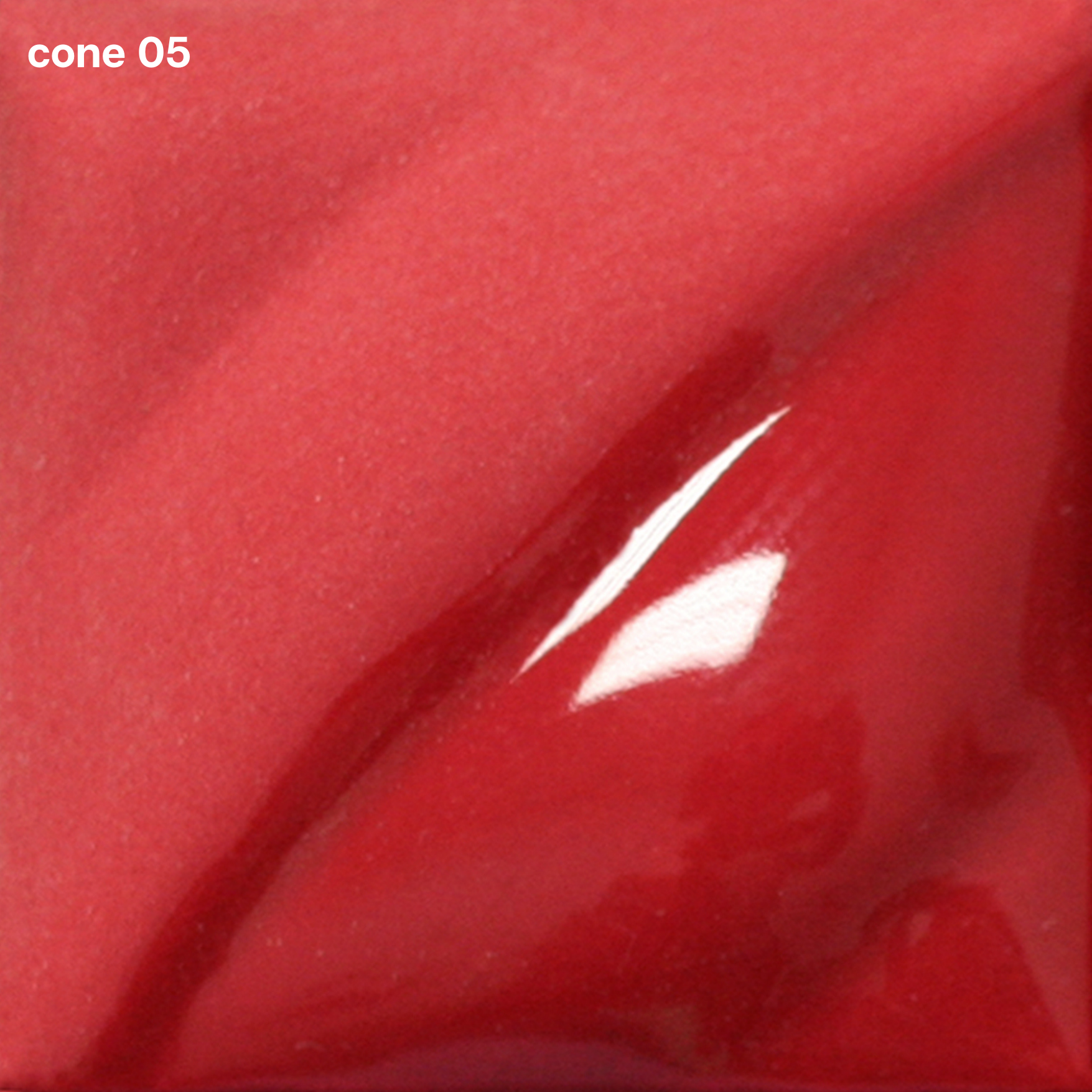 Bright Red Velvet Underglaze is a vivid crimson at cone 05, deepens to a rich cherry red at cone 10. Amaranth Stoneware Canada.