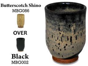 Butterscotch Shino glaze, neutral tone that breaks to dark brown over texture. Amaranth Stoneware Canada.