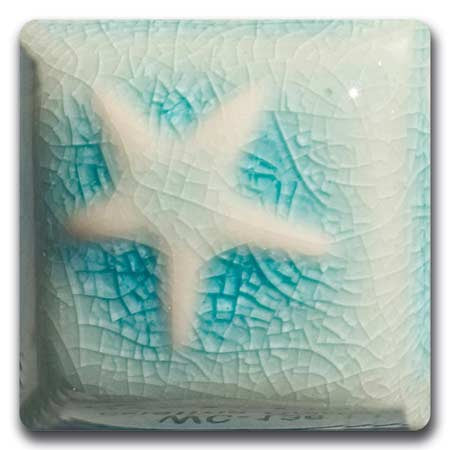 Blue-white glaze. Crackle glazes create stunning fractured effects. Lead-free and non-toxic, but not dinnerware safe. Amaranth Stoneware Canada.