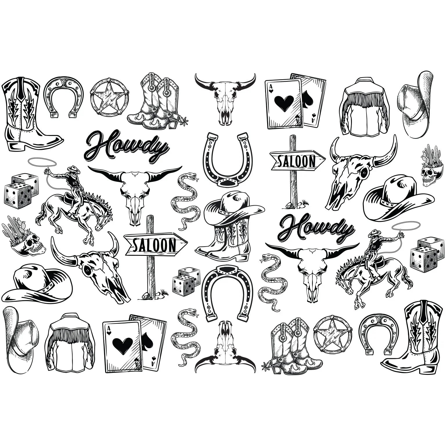 Cowboy Western - Underglaze Transfer