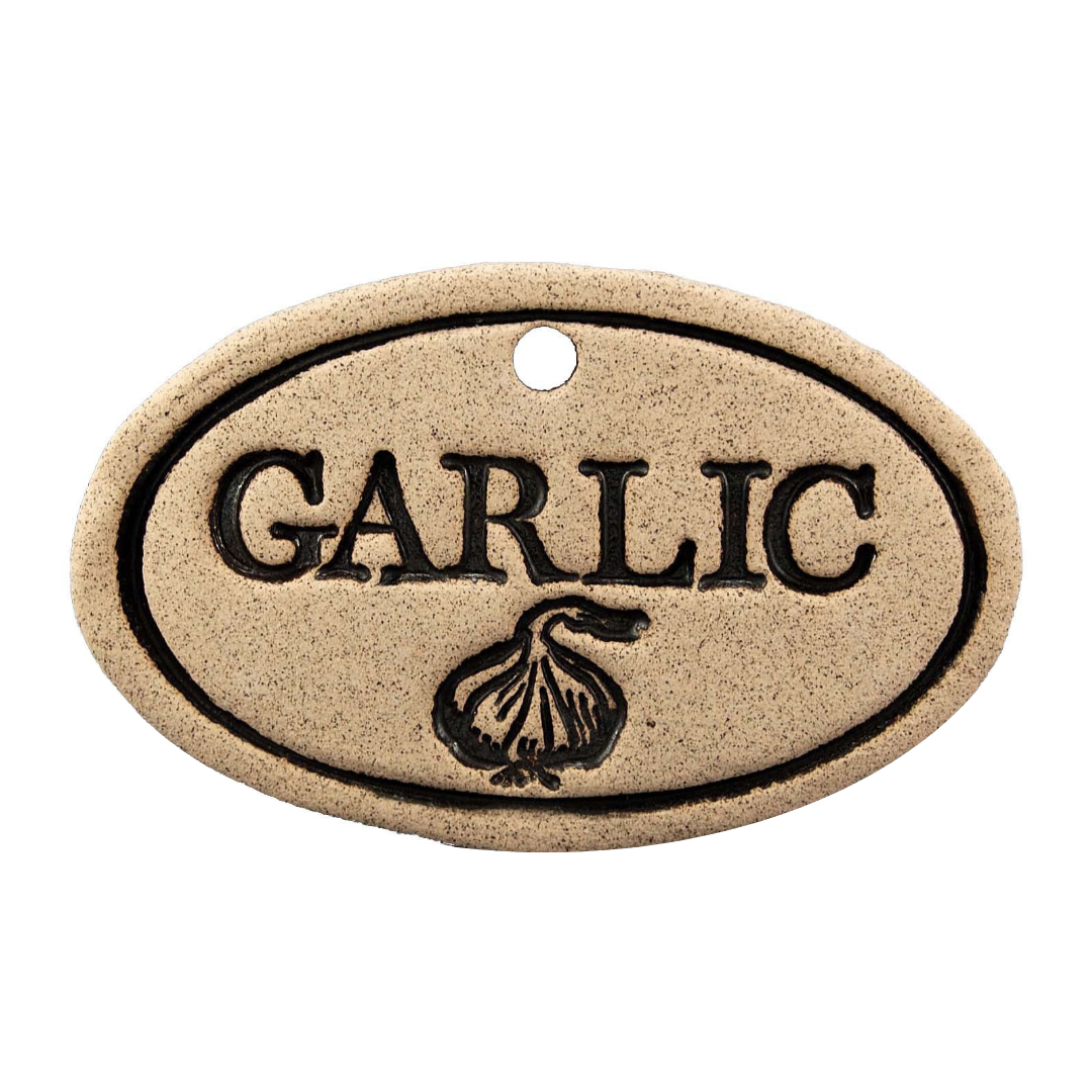 Garden Markers: white stoneware, 3.5"x2.25", weatherproof, rustproof hanger included. Unique leaf design. Handcrafted in Kingston, Ontario at Amaranth Stoneware.