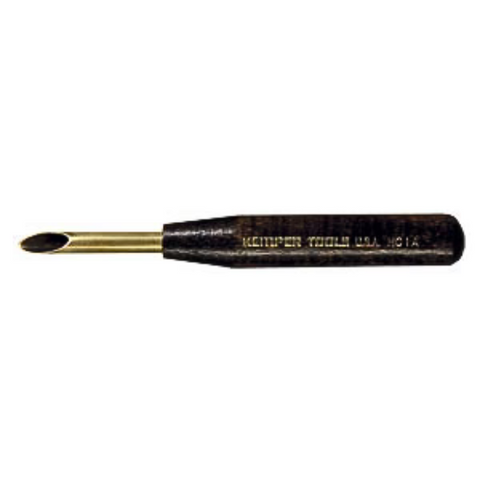 This tool cuts clean holes in wet, thick-wall greenware with a sharp, polished brass cutting tube set in a hardwood handle. 1/4