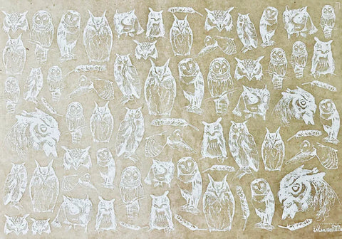 Owls (WHITE) - Underglaze Transfer Sheet by Elan Pottery