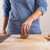Garrity Mushroom Anvils with 3” diameter head and 2-3” handle for shaping clay slabs into dishes. Pair with foam or use flat on your table. Made of cherry wood. Handmade in St. Louis, MO. Amaranth Stoneware Canada.