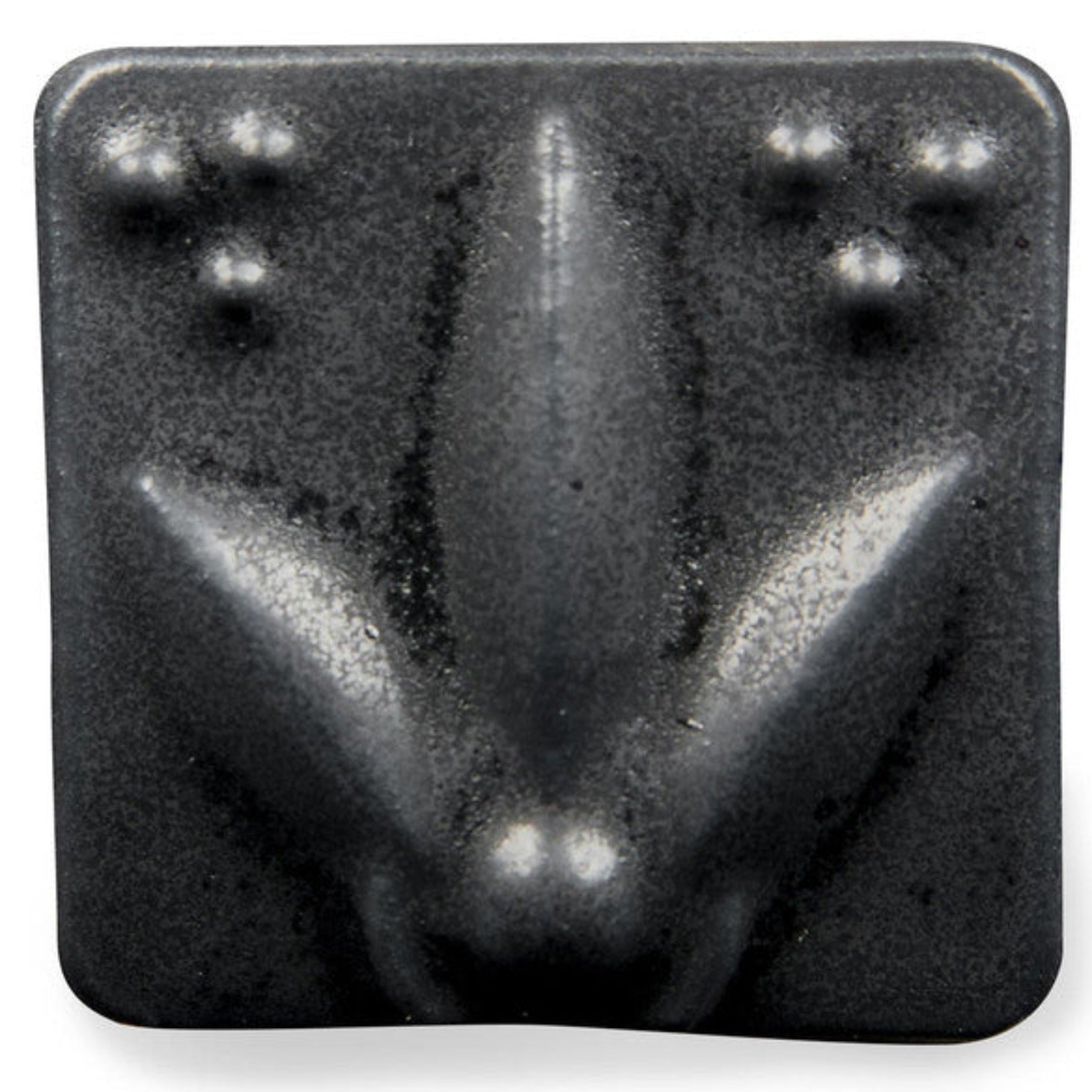 Satin Matte Black glaze, an opaque, buttery black, enhances textured ware with a classic art deco look. Amaranth Stoneware Canada.
