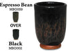 Espresso Bean glaze exhibits a variegated black and brown finish, perfect for pairing with bright colors or as a natural alternative to Black. Amaranth Stoneware Canada."