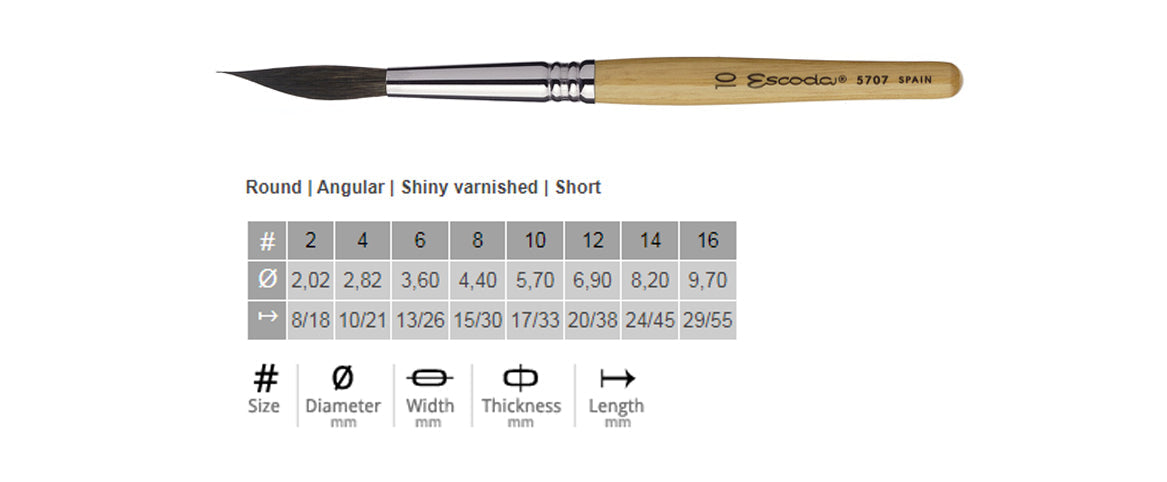 Escoda Aquario Round Slant Tip Glaze Brushes - Amaranth Stoneware Canada