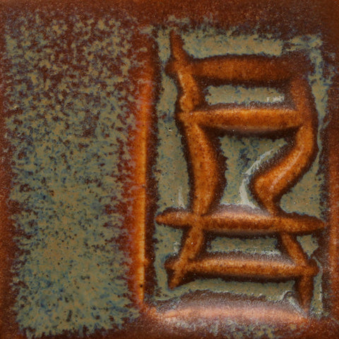 Glossy Opulence Glazes mimic gas-fired effects in C/6 electric kilns, with flowing secondary colors. Amaranth Stoneware Canada.