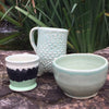 Glossy Opulence Glazes reveal texture beautifully, are food-safe, and lead-free. Ideal for unique designs. Amaranth Stoneware Canada.