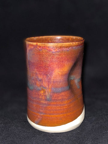 Ancient Iron glaze, translucent brown with varied tones and rivulets. Amaranth Stoneware Canada. Piece by Jim Moffett.