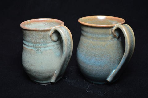 Aries glaze, shimmering green with brown tones and crystal growth when slow-cooled. Amaranth Stoneware Canada