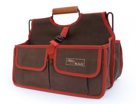 The Xiem Art Bag is a durable, breathable solution for ceramic tool storage. Features 17 pockets, 16 holsters, 2 large compartments, secure straps, and a reinforced bottom. Holds up to 25 lbs. Measures 16