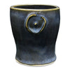 Blue Midnight is a glossy black glaze with blue highlights in thick areas, ideal for textured work and layering. Amaranth Stoneware Canada.