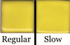 Buttercup glaze, bright cheerful yellow, ideal for accents and contrasts. Regular vs slow cooled. Amaranth Stoneware Canada.