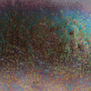 Dark Star is a fluid, dark matte glaze with iridescent crystals like a beetle shell. Breaks translucent. Amaranth Stoneware Canada.