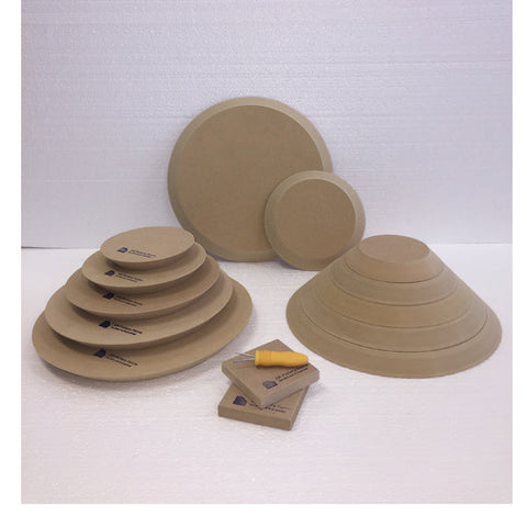 Wood drape molds for dinnerware and platters, durable and reusable fiberboard. Avoid wet conditions over 24 hrs. Amaranth Stoneware Canada.