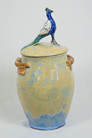 A creamy, translucent glaze with purple tones and large blue crystals. Popular among Crystalline Slow Cools. Amaranth Stoneware Canada.