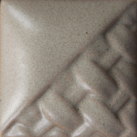 Cone 6: Semi-opaque off-white soft matte glaze that breaks over texture; darkens to variegated gray at Cone 10. Amaranth Stoneware Canada.