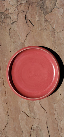 Fairy Rose glaze is a bright pink with delicate mottling, its intensity varying with thickness. Ideal for adding vibrant accents and combines beautifully with other glazes. Amaranth Stoneware Canada.