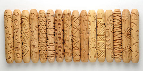 MKM Rollers (10 cm) are versatile decorating tools for pottery, available in-store or by special order from the MKM website. Amaranth Stoneware Canada.