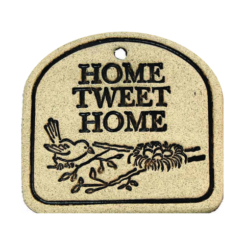Handcrafted 4x3.5-inch weatherproof stoneware plaques with rustproof 14.5-inch hangers. Handcrafted in Kingston, Ontario at Amaranth Stoneware.