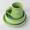 In Bloom collection: speckled clay, satin finish, stoneware inspired by spring blooms and outdoor meals. Handmade in Kingston Ontario at Amaranth Stoneware.