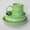 In Bloom collection: speckled clay, satin finish, stoneware inspired by spring blooms and outdoor meals. Handmade in Kingston Ontario at Amaranth Stoneware.