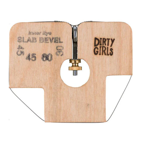 Ultimate handbuilding tool with 30°, 45°, and 60° bevel angles for perfect slab cuts. Adjustable taut wire. Amaranth Stoneware Canada.