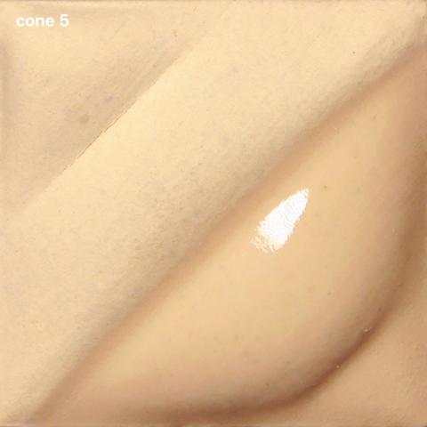 Ivory Beige Velvet Underglaze is a soft cream, light at Cone 05, warmer at Cone 5, and burns out at Cone 10. Clear glaze enhances color at lower cones. Amaranth Stoneware Canada.