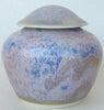 Blue Purple glaze, pale blue with lavender tones and blue crystals. Amaranth Stoneware Canada.