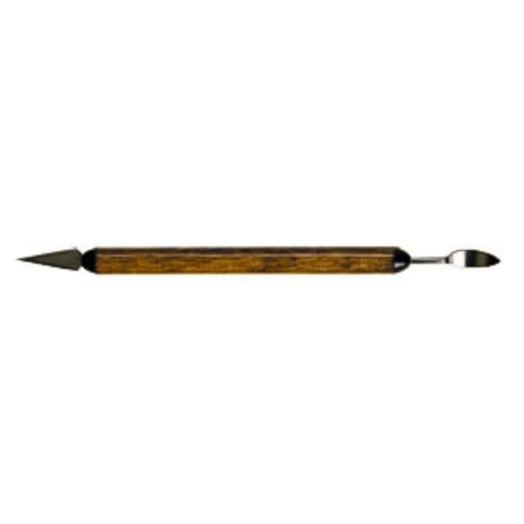 The Kemper K23 Cleanup Tool has sharp stainless steel blades on each side, ideal for cleaning slip-cast greenware. Alternative uses include carving and hole cutting. Approximately 6