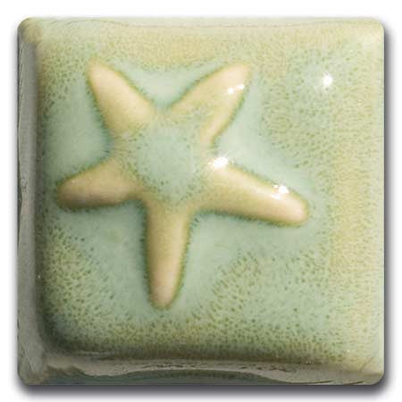 Pale green glaze. Translucent Cream is the base glaze for the Mystic glaze series.