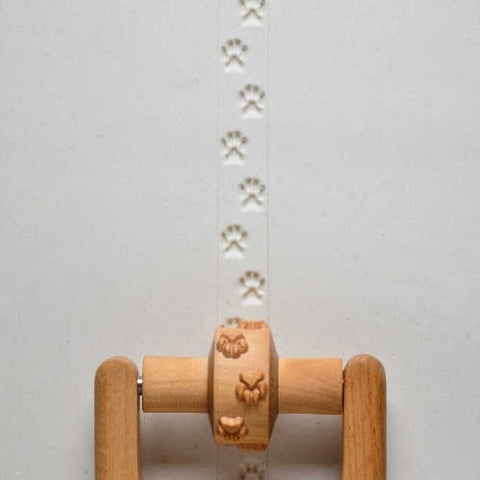 MKM RS Rollers, 1.5 cm wide, ideal for clay patterns. Paw prints design. Use with RH-1 Handle. Browse MKM’s site or request designs. Amaranth Stoneware Canada.