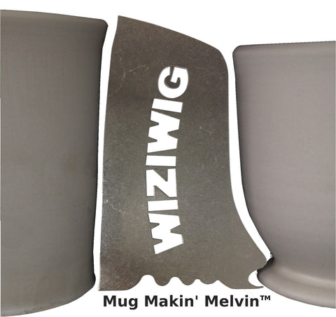 Mug Makin' Melvin creates a 12 oz mug with 1-1/2 lbs of clay, 6-1/2