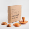 Garrity Mushroom Anvil Set includes 3", 4", 5", and 6" tops, one interchangeable handle, and eco-friendly packaging. Perfect for shaping clay slabs into dishes. Handmade in St. Louis, MO, with packaging made from 100% recycled materials. Amaranth Stoneware Canada.






