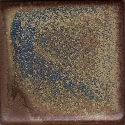 Orion is a signature glaze from the Constellation Series, transitioning from brown to bronze and blue, with golden crystals in slow cooling. Amaranth Stoneware Canada.