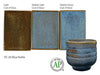 Blue Rutile is a flowing blue glaze that breaks to brown on thinner areas, ideal for texture and layering. Amaranth Stoneware Canada.