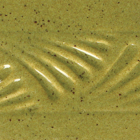 Deep Olive Speckle is a rich, translucent, glossy green glaze with darker green speckles. Amaranth Stoneware Canada.