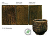 Temmoku is a textured, satin-matte dark brown/tan speckled glaze that looks great layered beneath some of the more fluid Potter's Choice glazes. Amaranth Stoneware Canada.
