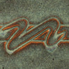 Iron Lustre is brown where thin with blue-gray floats where thick. Amaranth Stoneware Canada.