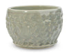 Sage is an opaque, warm gray green glaze that has subtle, frothy tones of pink. Amaranth Stoneware Canada.