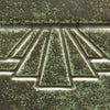 Art Deco Green is a glossy, light blue-green glaze that floats metallic spots. Amaranth Stoneware Canada.