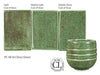 Art Deco Green is a glossy, light blue-green glaze that floats metallic spots. Amaranth Stoneware Canada.