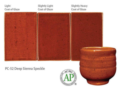 Deep Sienna Speckle is a warm, rich russet glaze that is translucent with dark speckles. Amaranth Stoneware Canada.