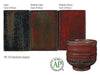 Ancient Jasper is a fluid, opaque glaze that transitions from soft black to olive green to rust red as it is applied thicker. Amaranth Stoneware Canada.