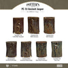 Ancient Jasper is a fluid, opaque glaze that transitions from soft black to olive green to rust red as it is applied thicker. Amaranth Stoneware Canada.