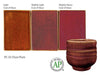 Chun Plum is a pink-red translucent glaze that breaks light tan over textures. Amaranth Stoneware Canada.